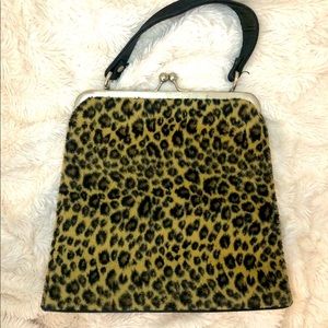 90’s Hot Topic Leopard Fur Square Clutch Handbag